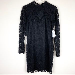 Missguided Choker cut out mini Lace Dress Black
